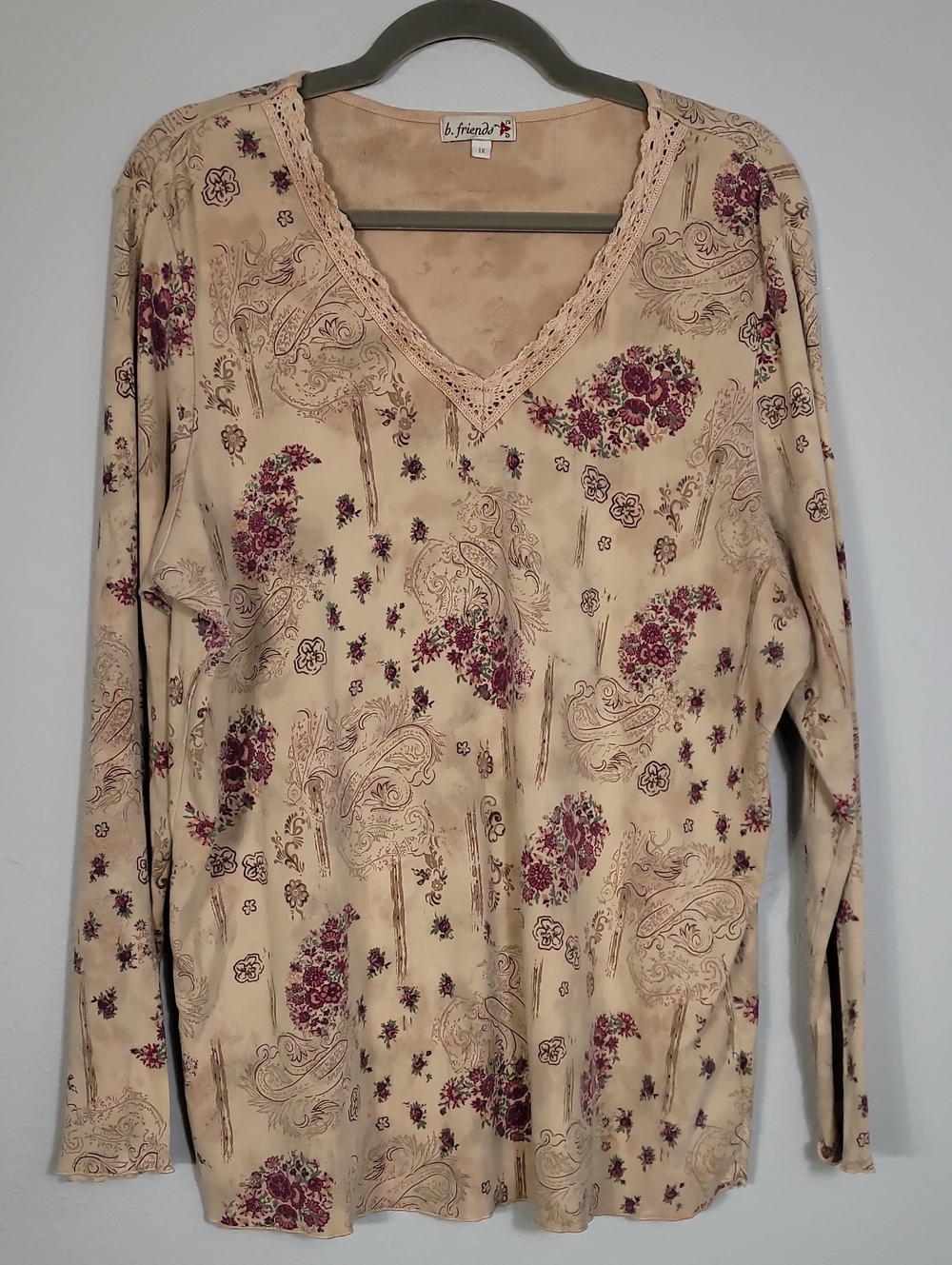 Vintage Bfriends Wearable Art Floral Shirt Size XL 90s Artsy Grunge Boho